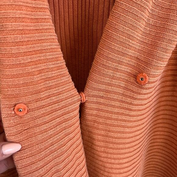 Sigrid Olsen Sport Ribbed Silk Blend Cardigan Rust Orange Waterfall Sweater 2X - Picture 11 of 15